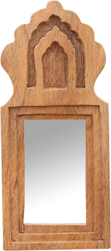 Marrakesch Schminkspiegel für den Schminktisch aus Holz 22cm | Boho Deko Standspiegel klein Mukana | Orientalische Wanddeko & Make Up Spiegel Kosm...