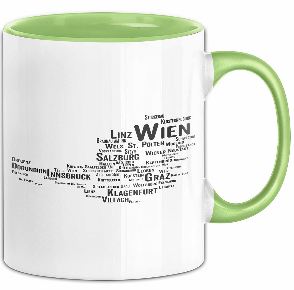 Österreich Karte Wien Wienerisch Tasse Geschenk Lustige Geschenkidee Spruch (Grün)