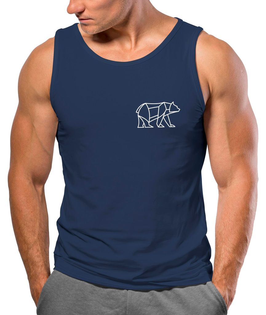 Herren Tank-Top Polygon Design Print Bär Natur Outdoor Fashion Streetstyle Muskelshirt Neverless Polygon 2 navy 3XL
