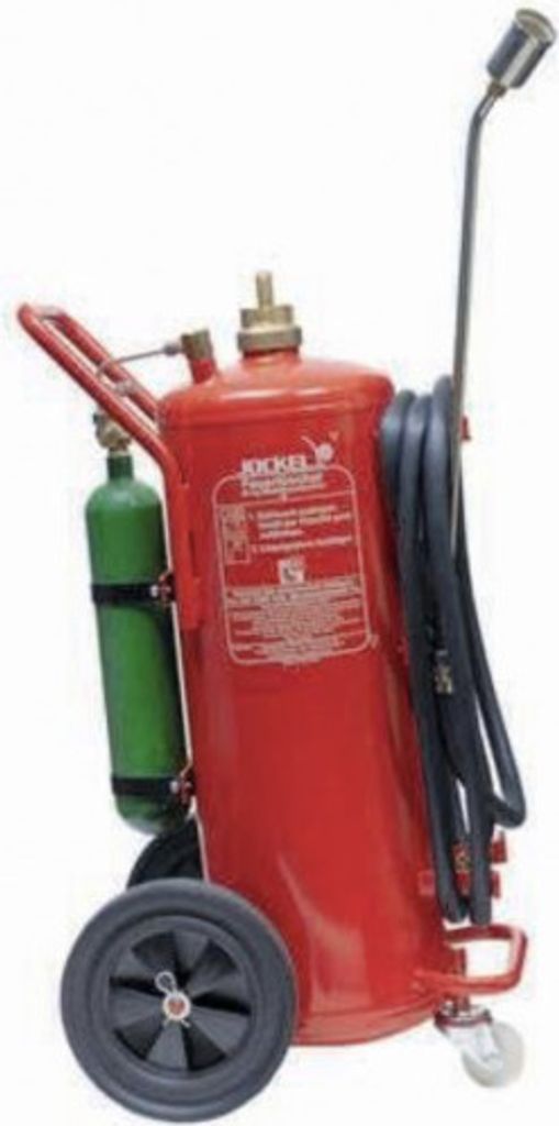 50kg Jockel Metallbrand D Pulver Auflade Feuerlöscher fahrbar Löschwagen P50MJ