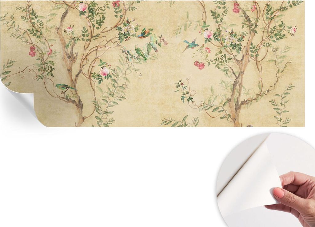 Selbstklebende Wandtapete - Dekorative Tapete für Wohnzimmer - Klebefolie für Wandbilder - Tapetenfolie für Wanddekoration - 208x146 cm - Floral...