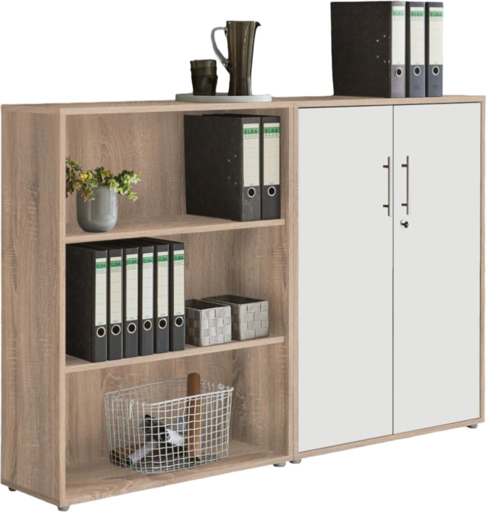 Aktenschrank TABOR 1 niedrig in Eiche Sonoma / weiß matt, Produktbild 