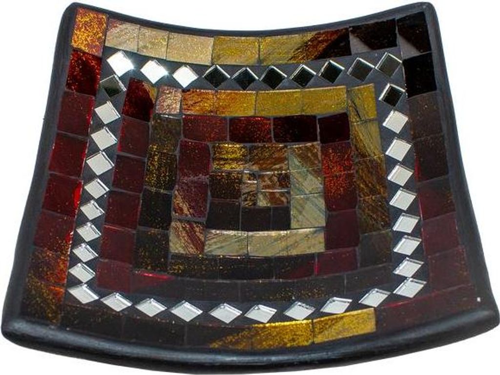 Mosaik-Schale, eckig, 16cm, gold, VE5