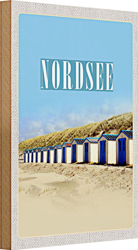 Holzschild Reise 20x30cm Nordsee Strand Stranhäusschen Sonner