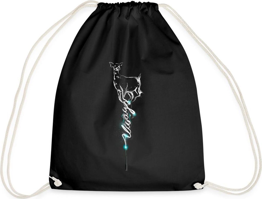 Spreadshirt Harry Potter Hirschkuh Patronus Turnbeutel, One size, Schwarz