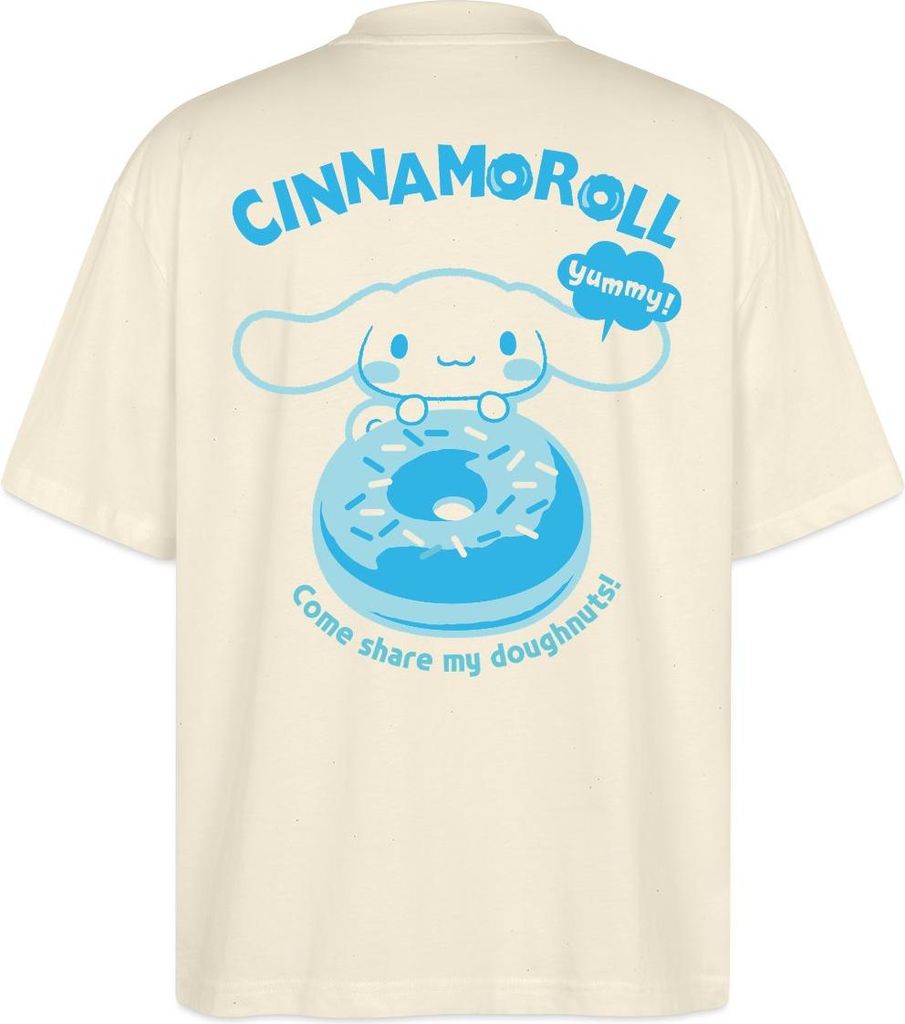 Spreadshirt Cinnamoroll Mit Donut Yummy Doughnuts Oversize Uni T-Shirt, XS, Natur