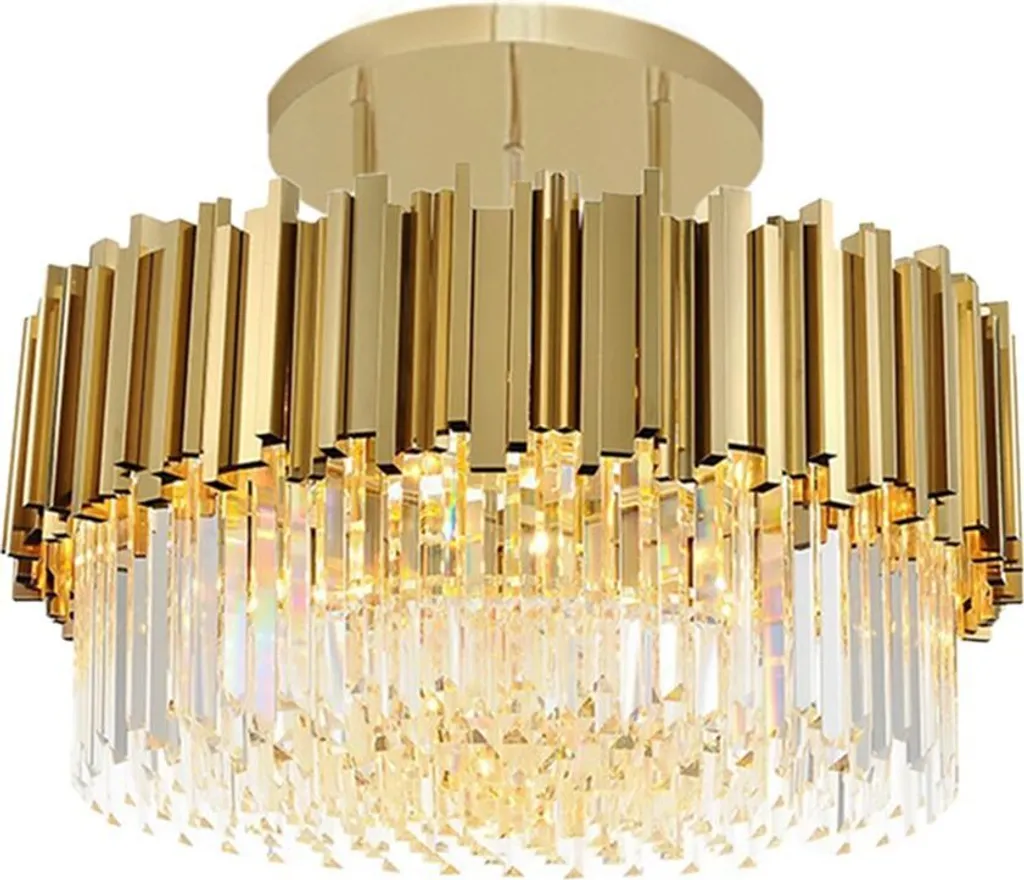 Plafonnier cristal doré Toolight APP1100 - Structure anti-rayure