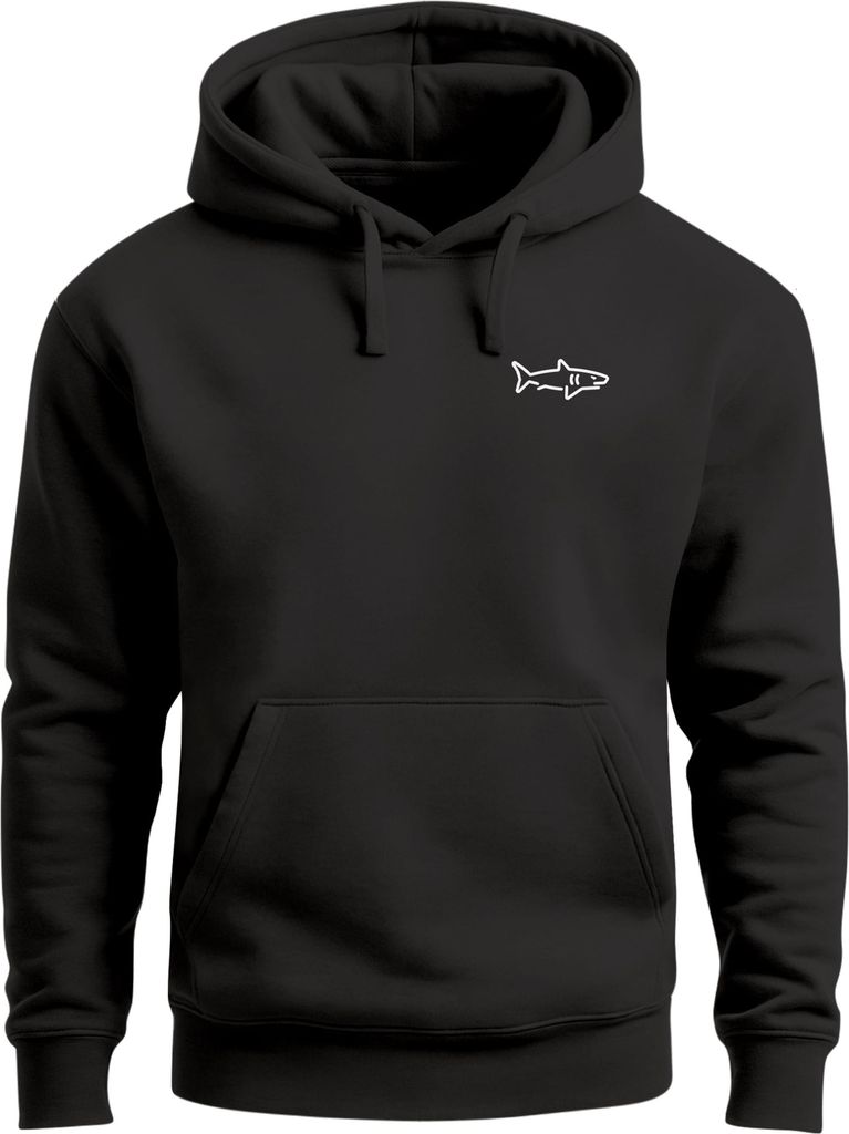 Hoodie Herren Print Minimal Shark Kapuzenpullover mit Hai Brustlogo Maritime Streetwear Fashion Streetstyle Neverless