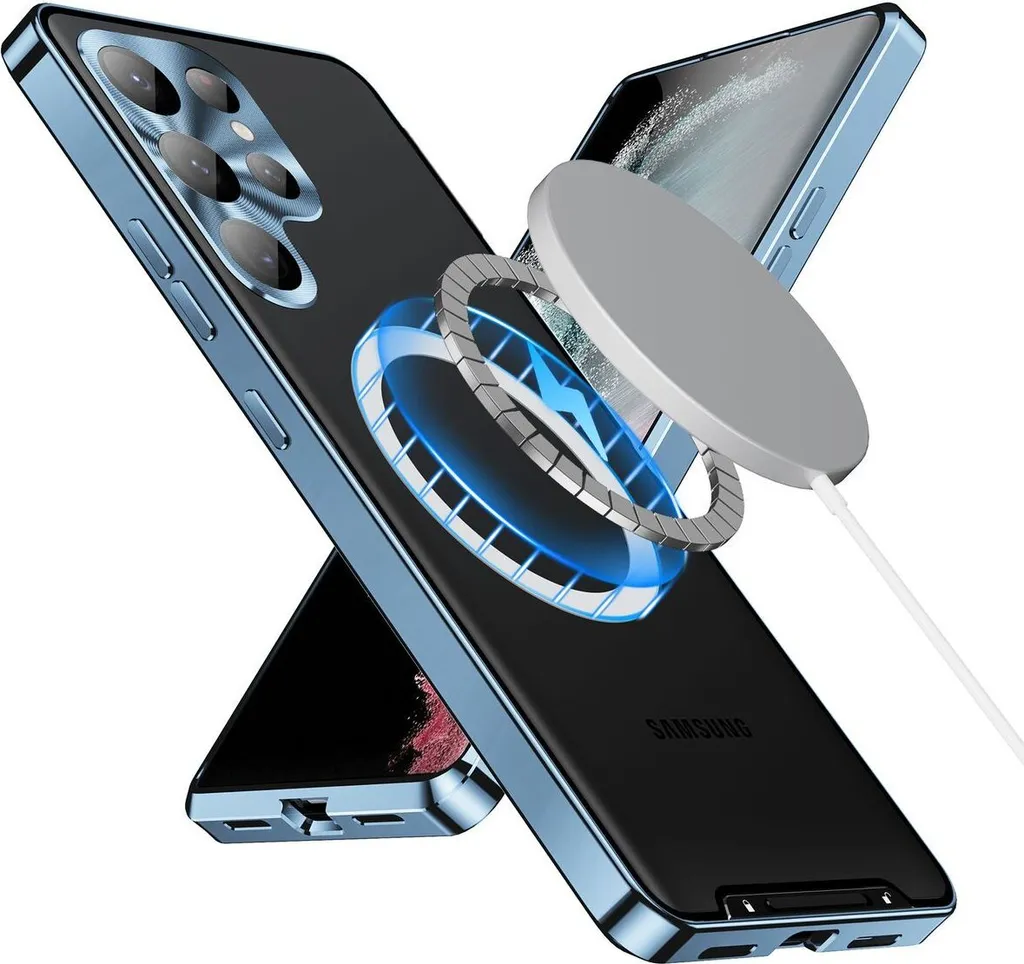 Custodia Samsung S23 Blu: Lusso in Metallo e Protezione Totale