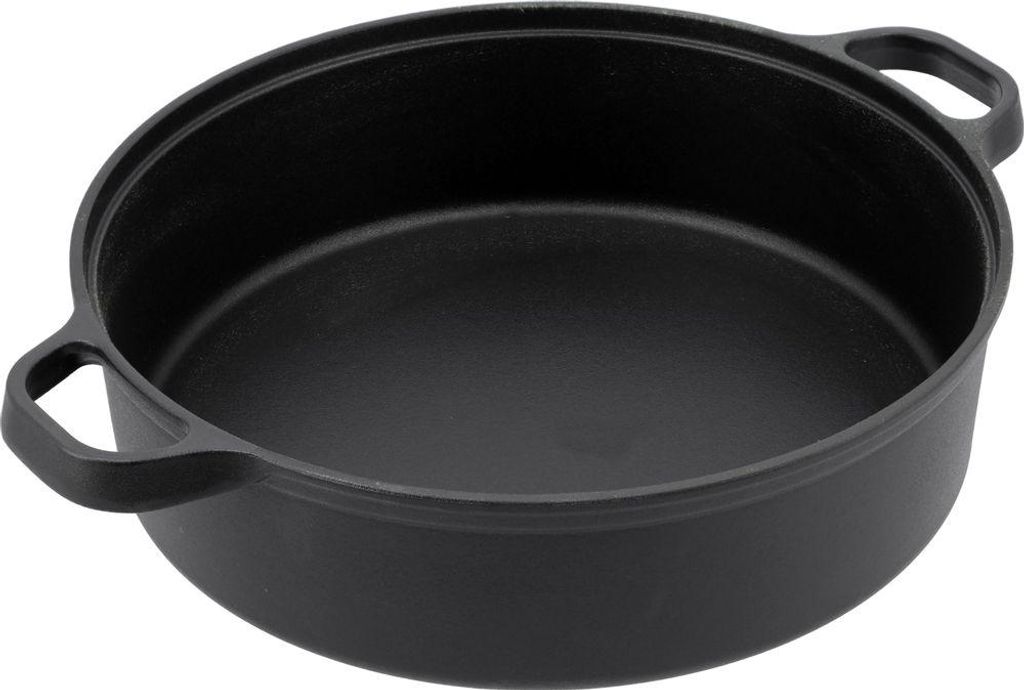 Yato Gusseisen Pfanne mit Emaille Grillpfanne Bratpfanne mit 2 Griffen Kochfläche Ø 280mm