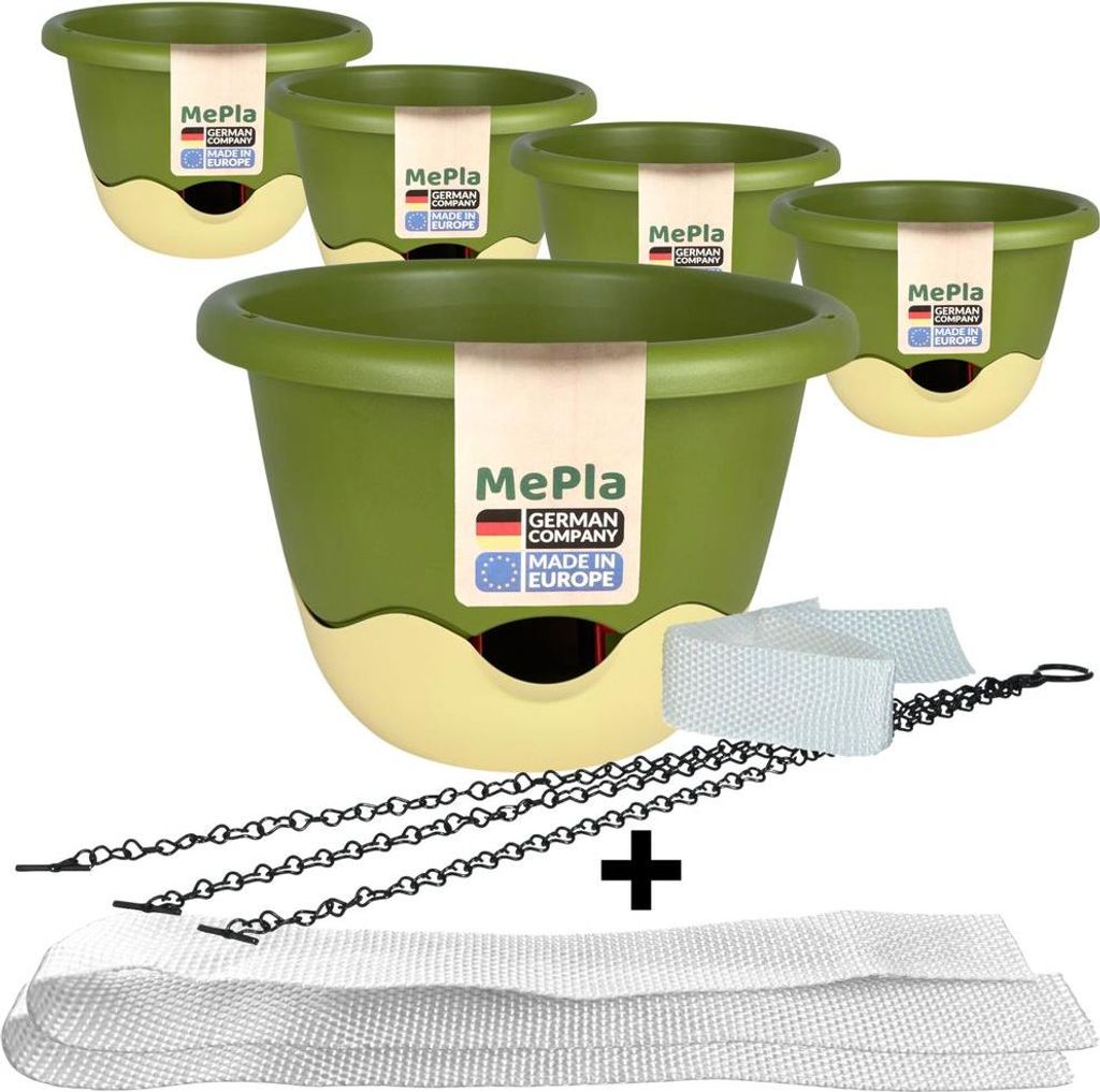 MePla - 5 Stück Ampel Mareta ø30 Grün/Elfenbein + 2 x Ersatzbewässerungsband
