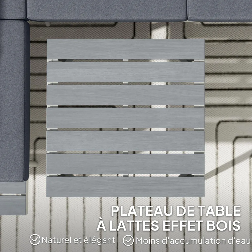 Outsunny Salon de Jardin d'Angle Modulable 3pcs - Gris, Canapé & Table - 8