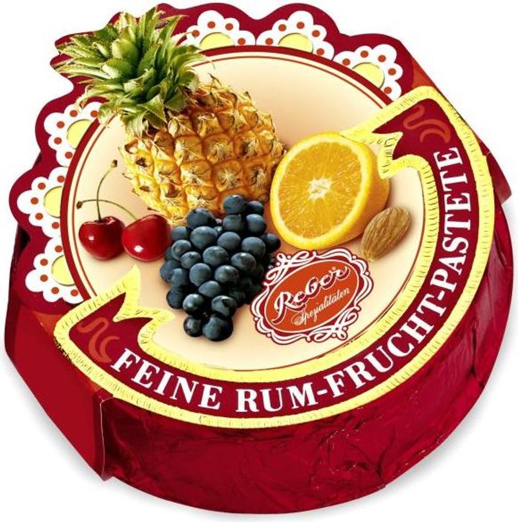 Reber Rum Frucht Pastete Zartbitterschokolade und Füllung Produktbild 