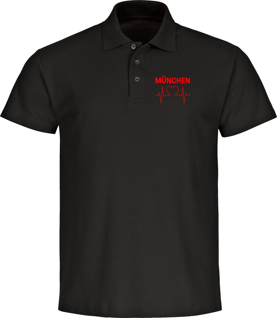 multifanshop Poloshirt - München rot - Herzschlag, schwarz, Größe 4XL