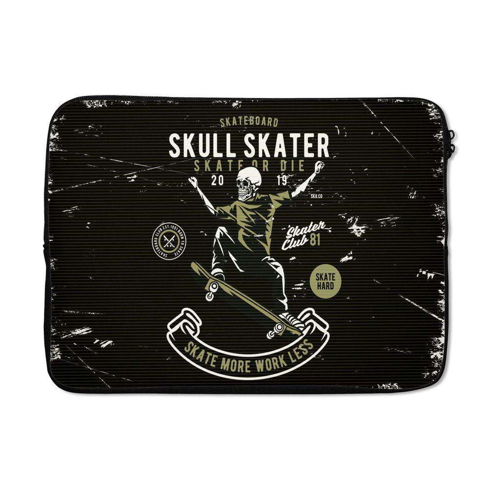 MuchoWow Laptop Hülle 13 Zoll Skelett - Skateboard - Retro Laptoptasche - Laptophülle - Sleeve - Rundumschutz