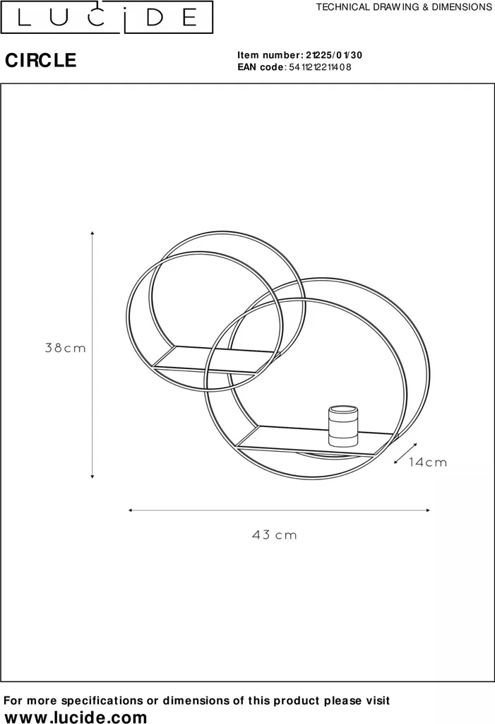 Luminaire d'appoint CIRCLE à fixer sur étagère Métal Noir E27 - 7