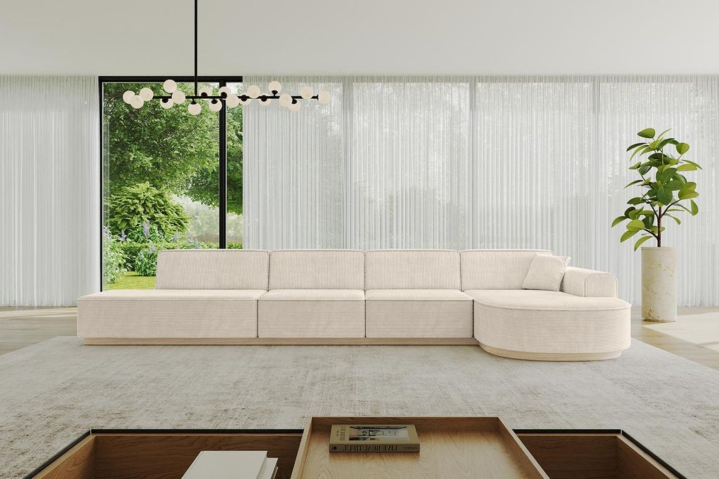 ALTDECOR Ecksofa in L-Form ARRIO-L3 - 413x171x83 cm Beige - Corner Sofa Bett Eckcouch Couch Wohnlandschaft Cauchsofa