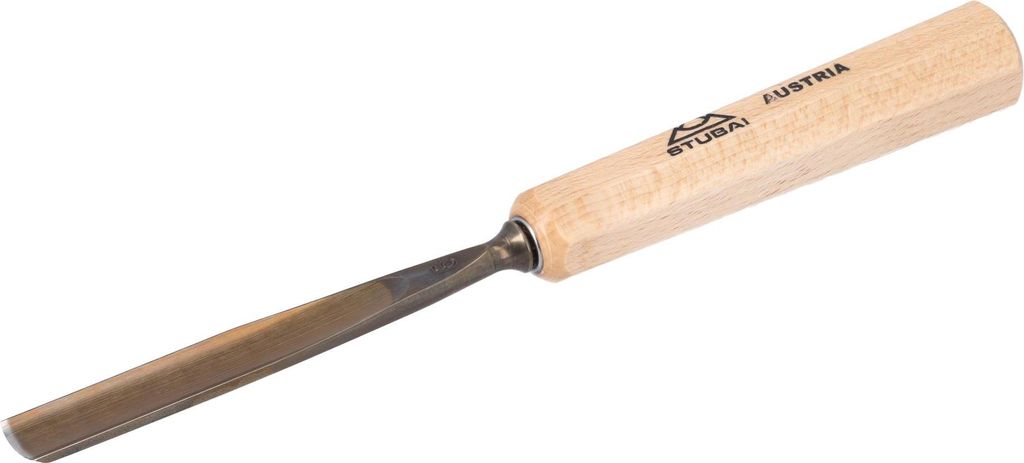 STUBAI Stemmeisen Stechbeitel Serie 52 - Form 4 | Gerades Flacheisen - 12 mm, mit Holzgriff, zum Vorstechen, für Anschlagarbeiten, Schrupparbeiten...