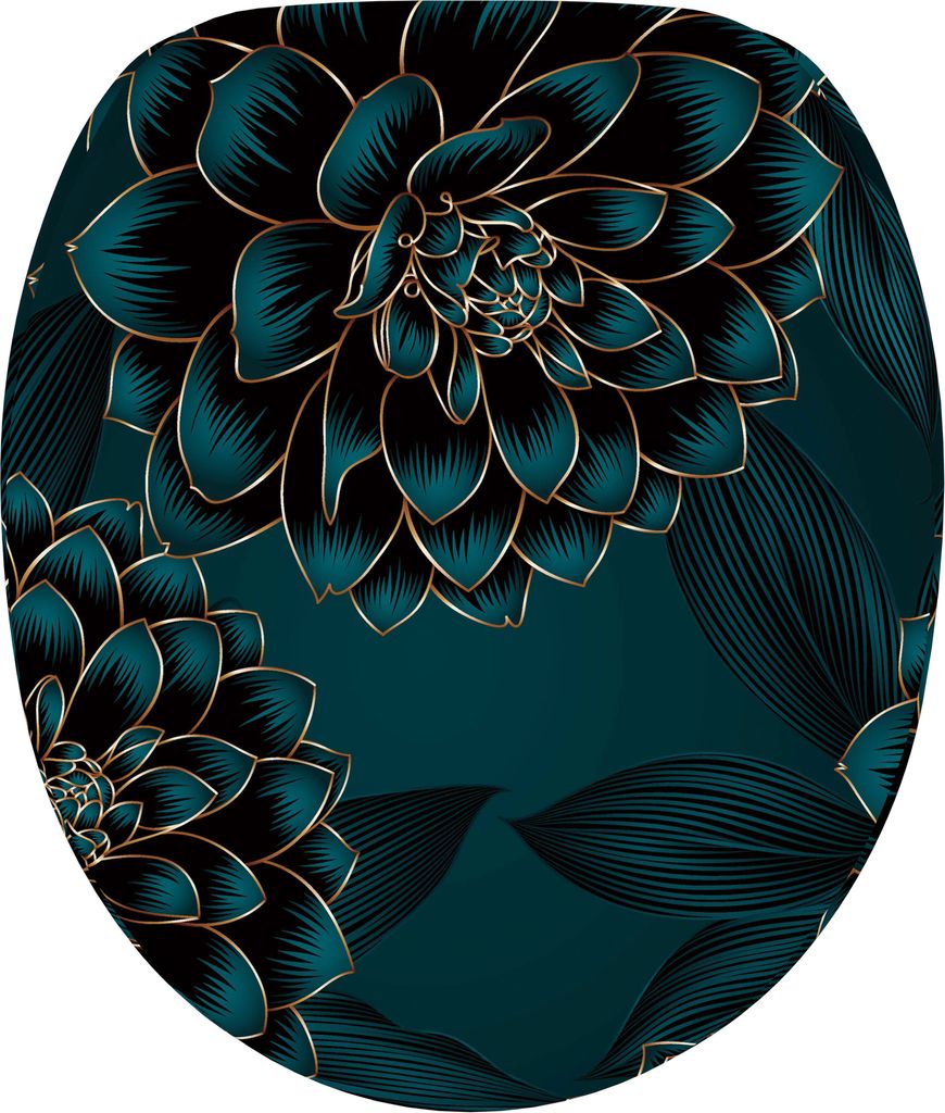 SANILO WC-Sitz mit Absenkautomatik Dahlien, Toilettendeckel direkt vom Hersteller, Klodeckel, Klobrille, WC Deckel, Toilettensitz, Toilettenbrille