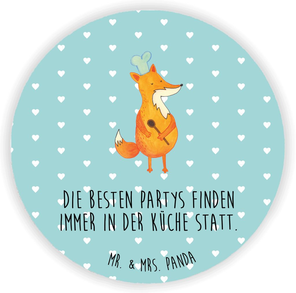 Mr. & Mrs. Panda Kühlschrankmagnet Fuchs Koch - Türkis Pastell - Geschenk, magnet, für kühlschrank, Chefkoch, haftmagnet, Hungrig, pinnwand, K...