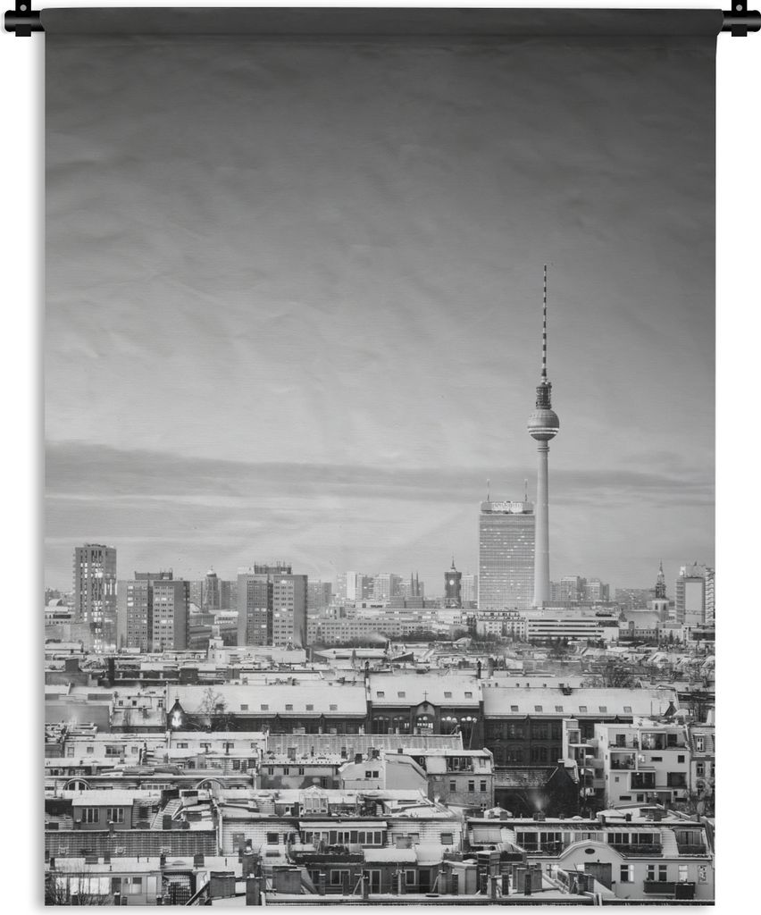 MuchoWow Wandteppich Wandbehang Berlin - Stadt - Winter - Weiß 150x200 cm Tapisserie Dekoration Wandtuch - Wandaufhängung - Moderner