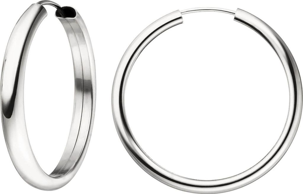 Ohrringe Creolen 30,3x3,8mm aus 925 Silber rund & innen flach schlicht glänzend