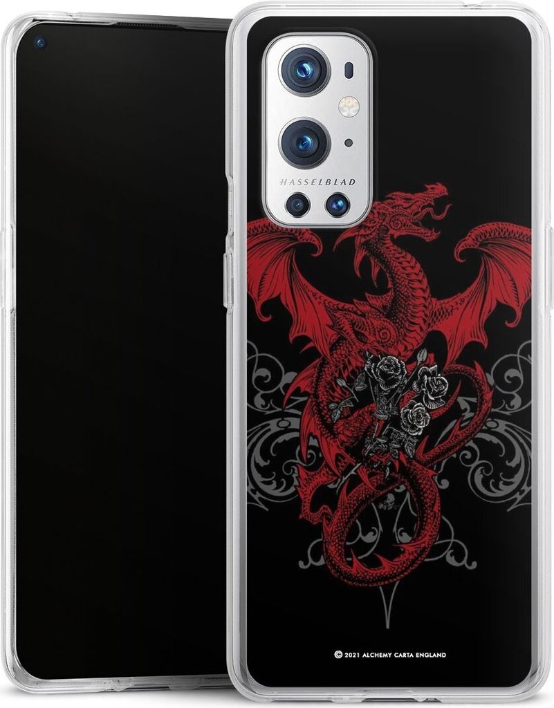 DeinDesign Handyhülle für OnePlus 9 Pro Silikon Hülle Case Smartphone Schutzhülle Drache Gothic Rot