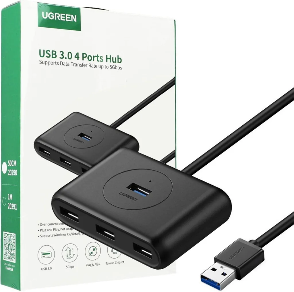 Ugreen 20290 Hub USB 3.2 Gen 1 4 Porte - Estensione Cavo 0,5m Nero - 6