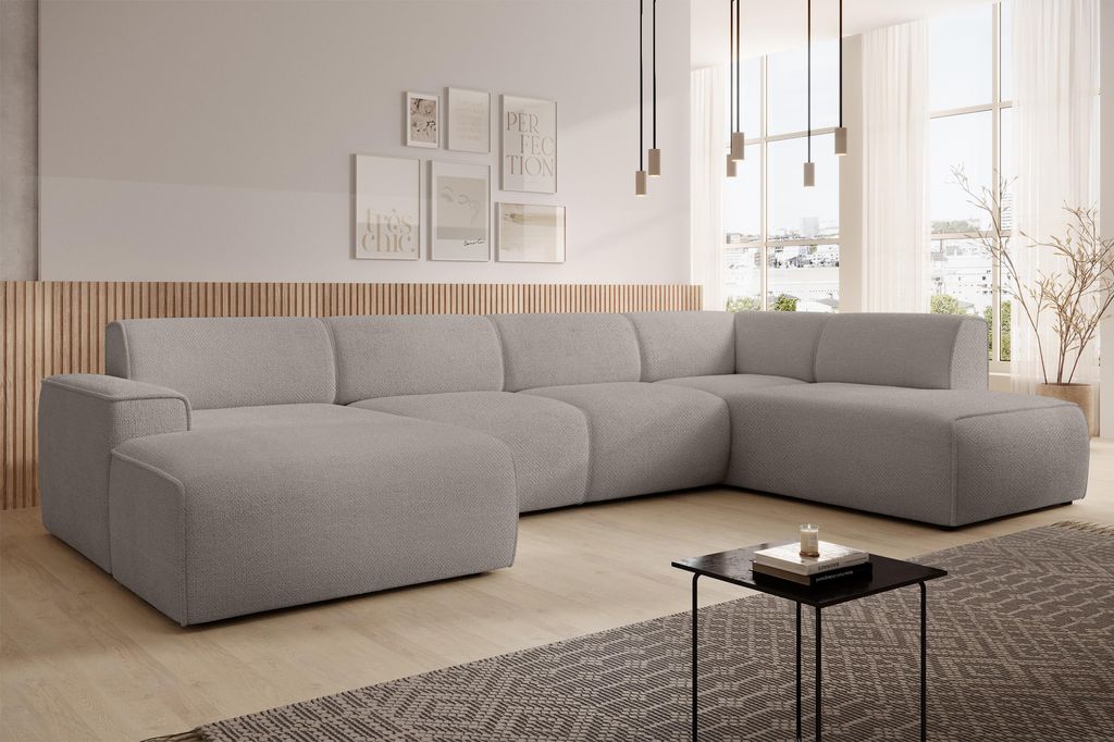 AX LIVING XXL Sofa U Form Didim Beige 378cm breit modern & großzügig R