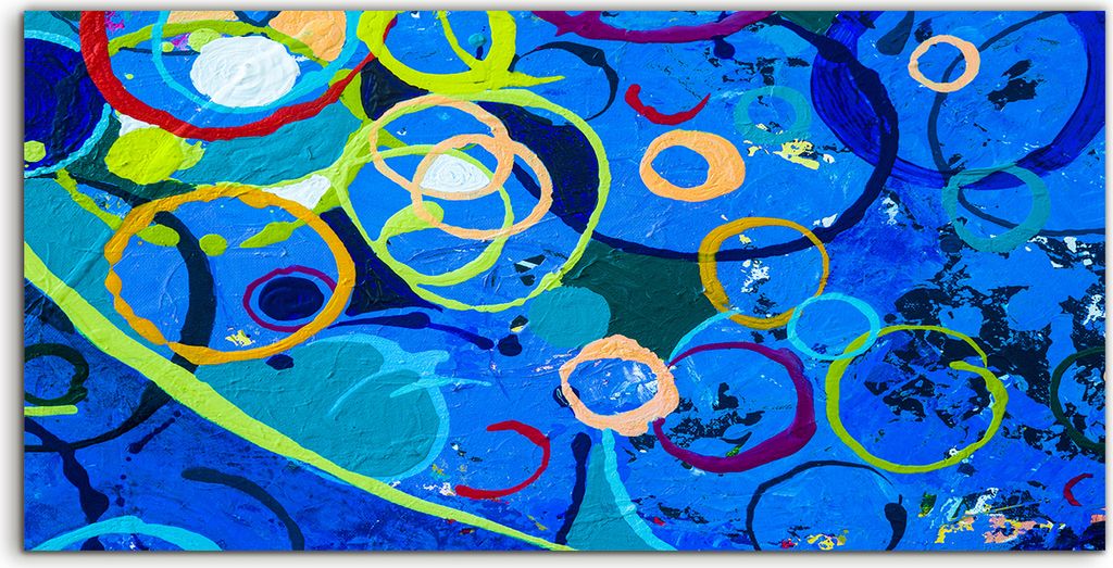 Coloray - Glasbild - 120x60 cm - Wandbild - Glasbilder - Kunstdruck Abstrakt Malerei bunte Kreis