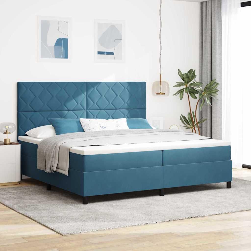 Maison Exclusive - LED Boxspringbett mit Matratze Dunkelblau 200 x 200 cm Samt