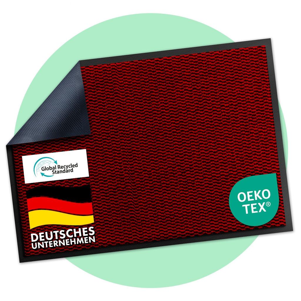 Floordirekt Fußmatte SKY Novo, rutschfeste TPE-Rückseite, effektive Schmutzaufnahme, In- & Outdoor Schmutzfangmatte, Rot, 80x120x0,7 cm