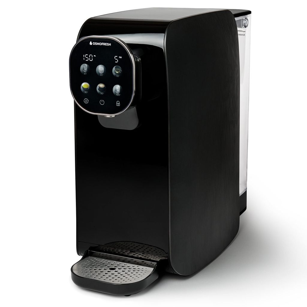 OsmoFresh Auftisch Osmoseanlage Quella Pro | mit Heißwasserspender | 6 Temperaturstufen | 7-fach Umkehrosmose Filterung Farbe wählen: Schwarz