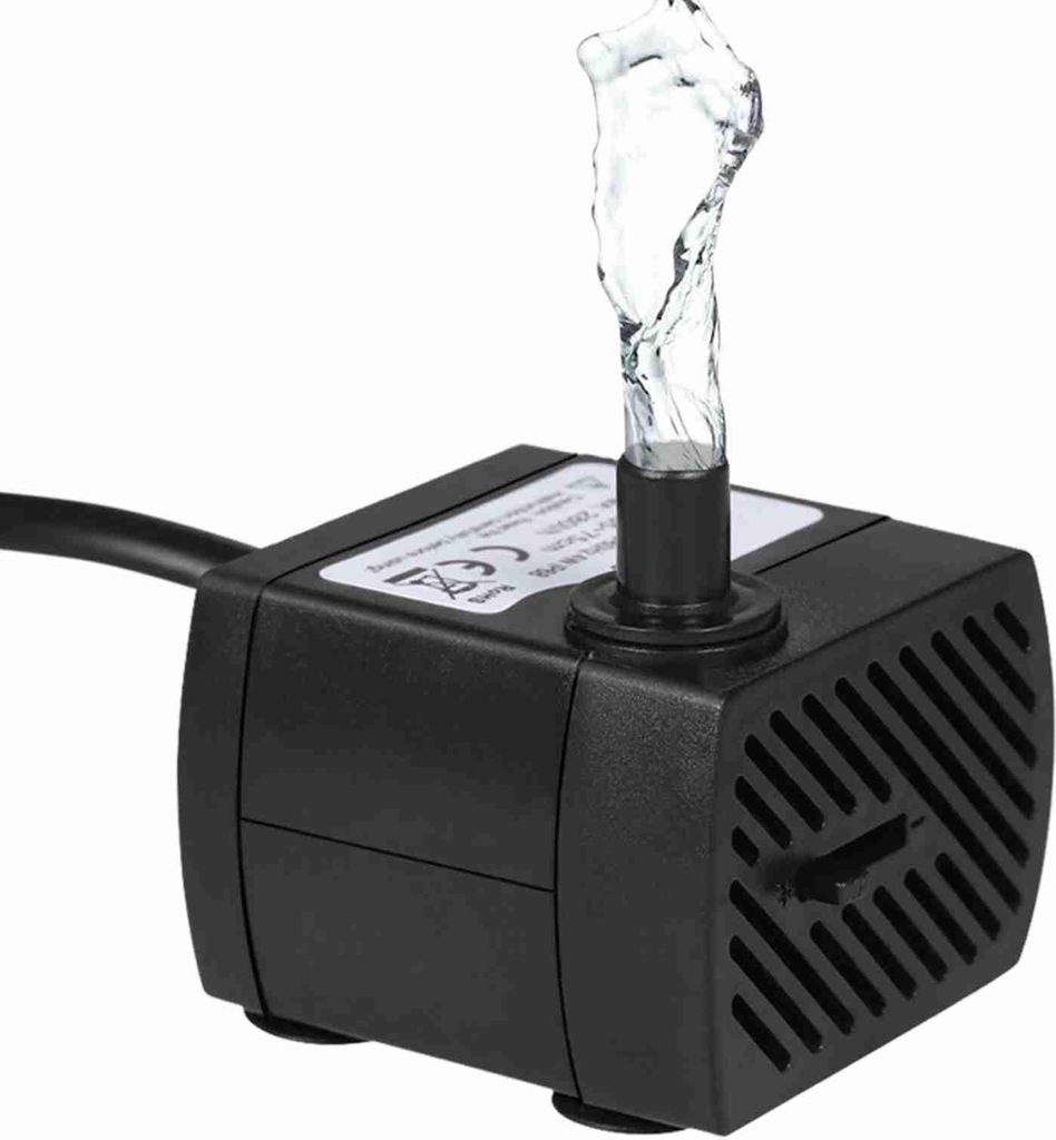 280L/H 4W Tauchwasserpumpe für Aquarium Tischbrunnen Teich Wassergärten und Hydroponische Systeme mit einer Düse 4.9ft(1.5m) Netzkabel