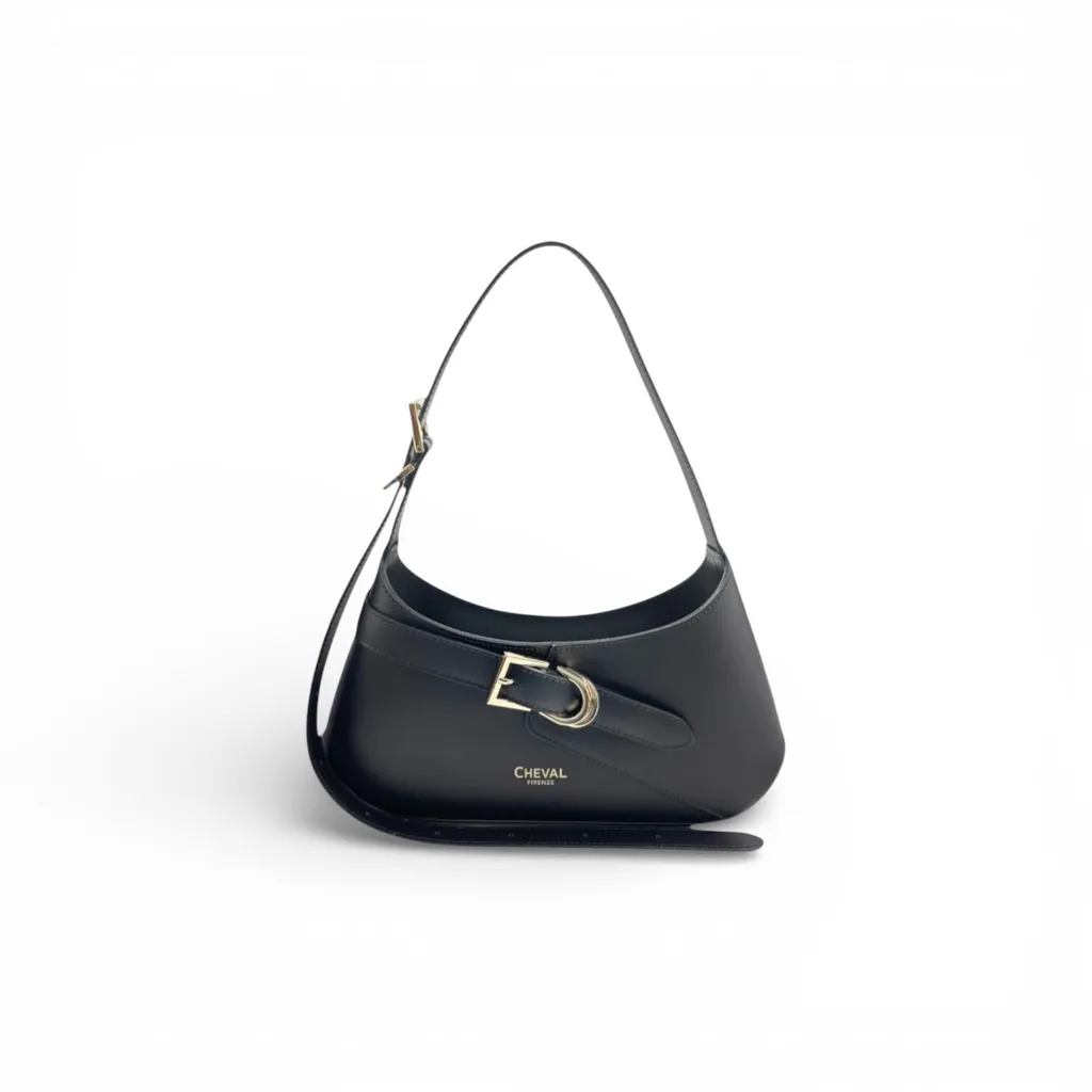 Petit Sac Bandoulière Femme Noir Megan - Sac à Main Chic Cheval Firenze