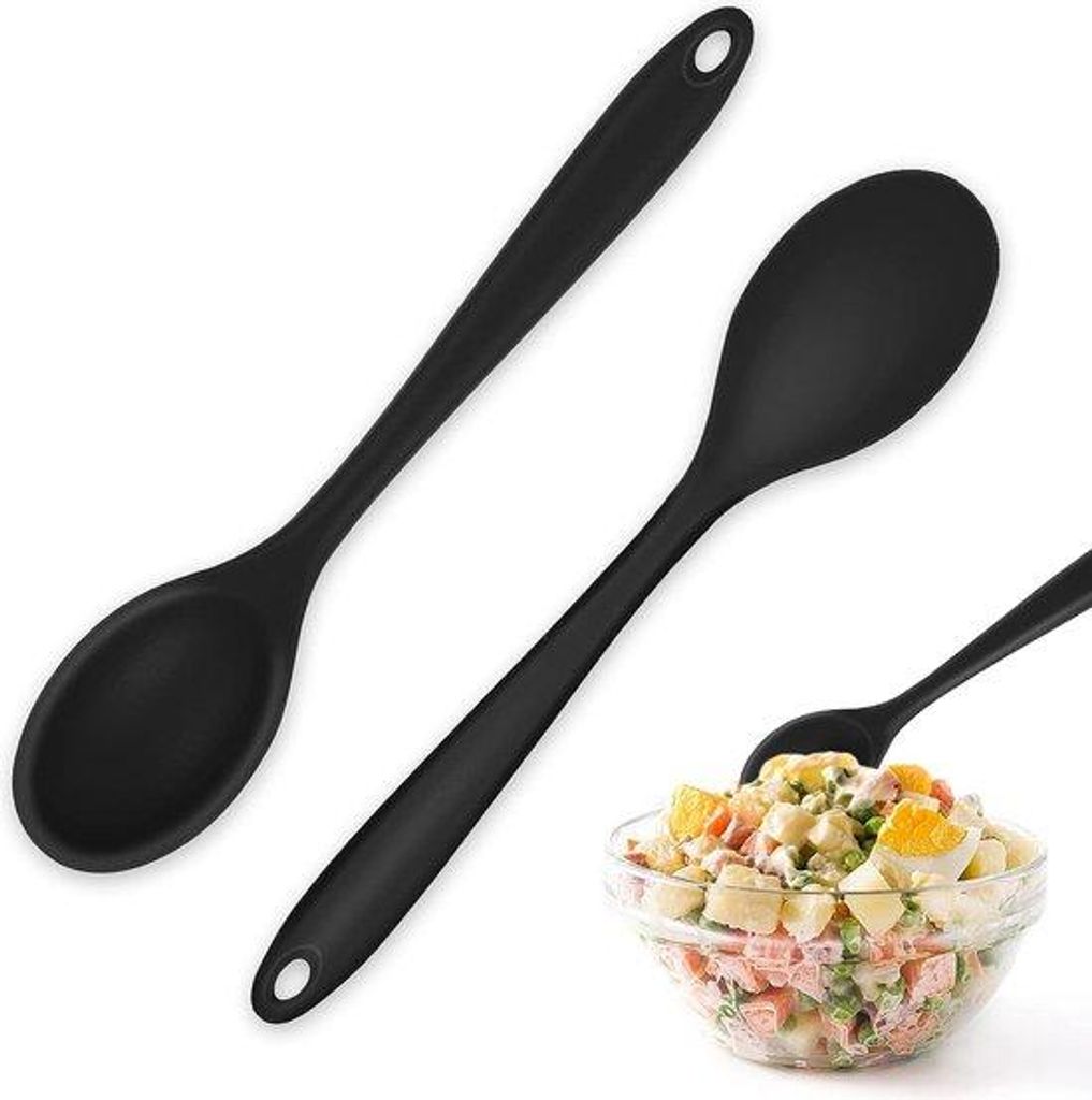 Silikonische Kochspatel, 2 Stück hitzebeständige Servierlöffel silikonische Mischspatel für Küche Kochen Backen Rühren Mischgeräte