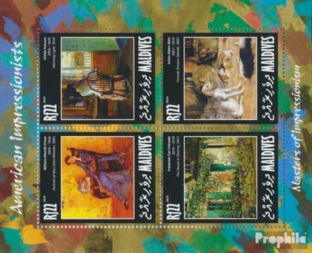 Briefmarken Malediven 2014 Mi 5125-5128 Kleinbogen (kompl. Ausg.) postfrisch Amerikanische Impressionisten