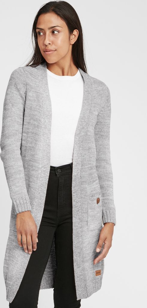 OXMO OXPhiletta Damen Lange Strickjacke Grobstrick Cardigan Longstrickjacke aufgesetzte Taschen 100% Baumwolle Regular fit