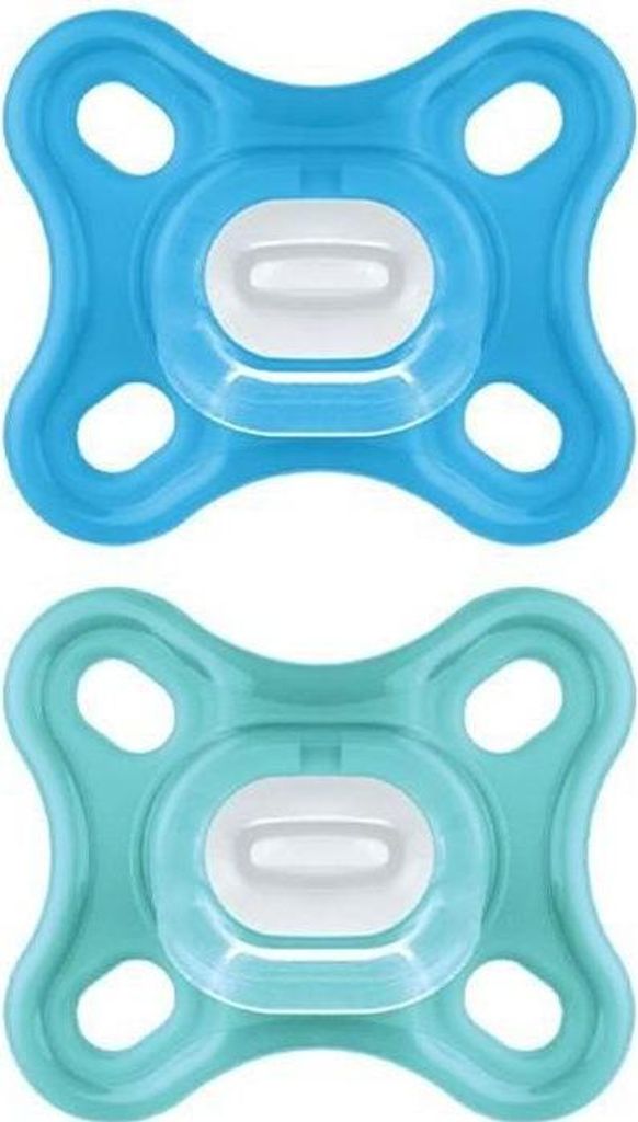 MAM Comfort Schnuller Physiologisch, 2er Pack, Silikon Weich & Sanft, Blau/Grün