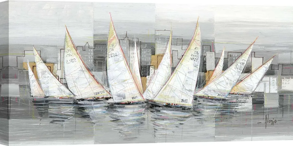 Peinture sur Toile Marine Voiliers Regatta - Décoration Murale 100x50 cm