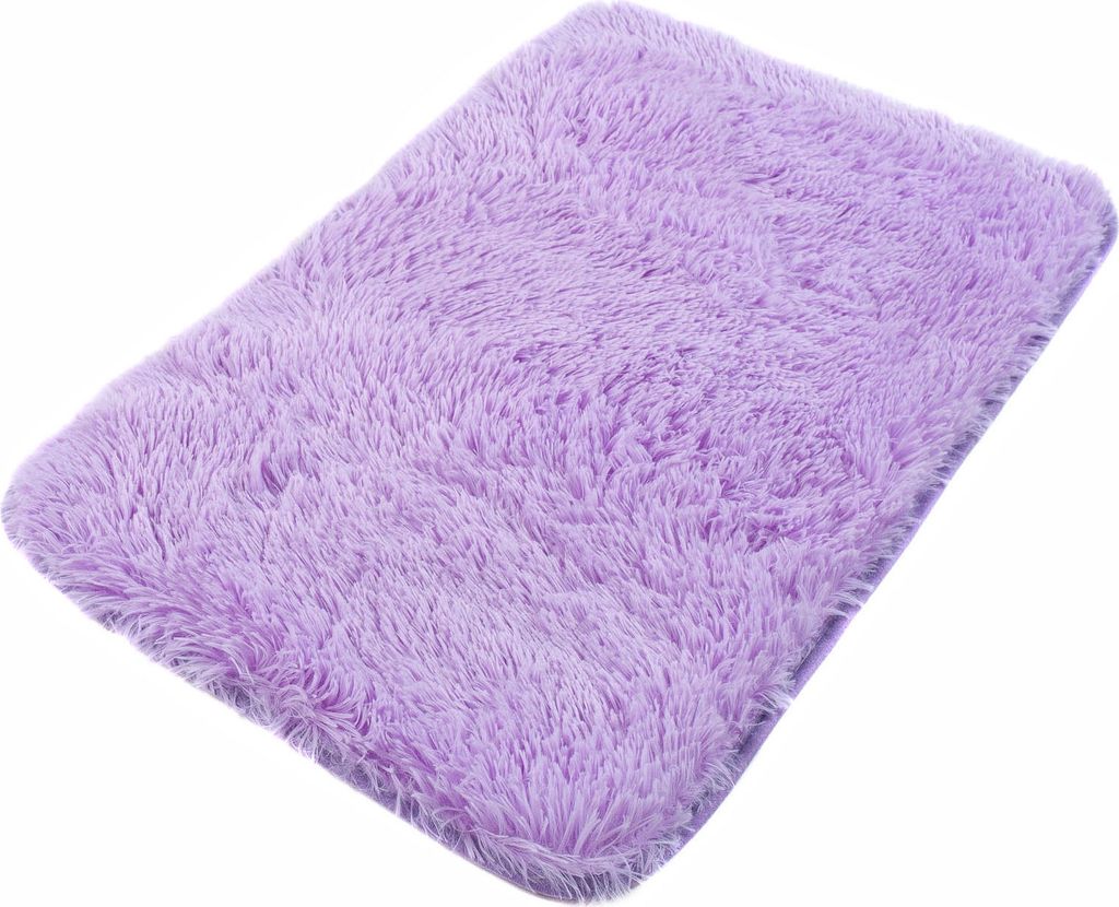 Teppich Badematte Badezimmer Shaggy Hochflor Langflor Rutschfest Lila Microfibra 60 x 100 cm