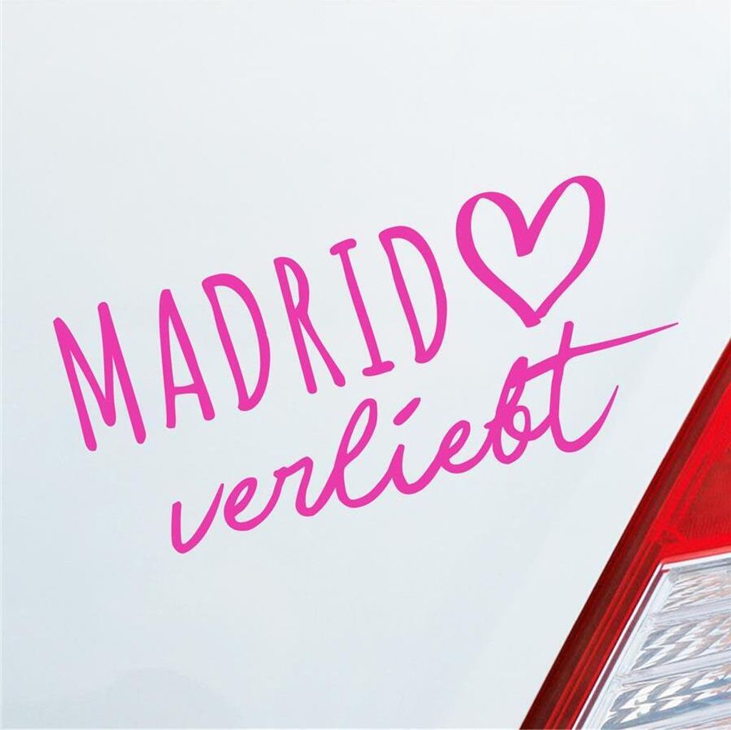 Auto Aufkleber Madrid verliebt Herz Stadt Heimat Liebe Car 19x9 cm Pink Sticker Heckscheibenaufkleber
