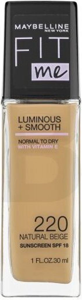 Maybelline Fit Me! Luminous + Smooth Foundation Flüssiges Make Up für eine einheitliche und aufgehellte Gesichtshaut 220 Natural Beige 30 ml