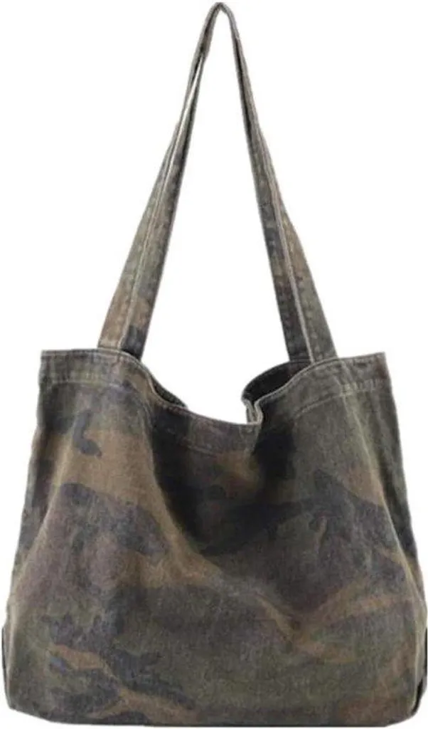 Sac de plage et courses en toile camouflage vert - Polyvalent et Pliable