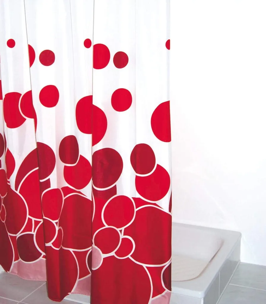 Rideau de douche textile Kani rouge 180x200 cm avec œillets renforcés