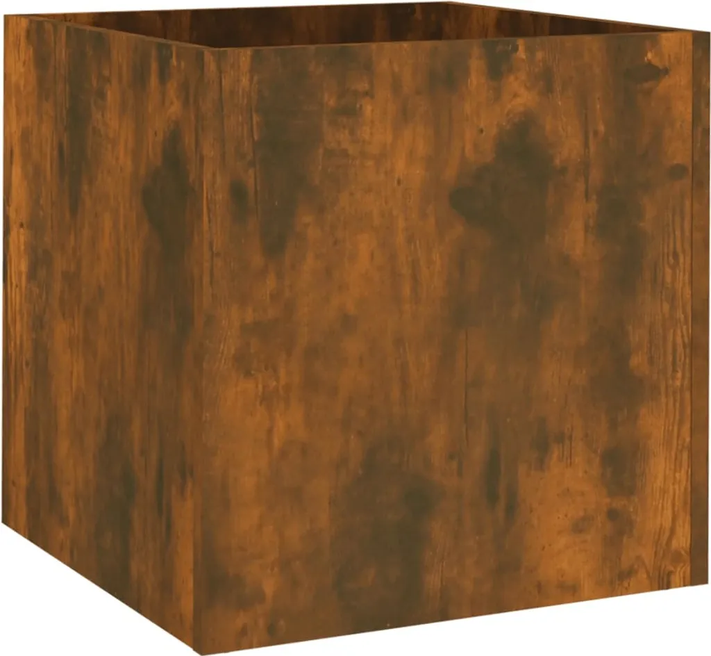 Bac à fleurs carré en bois composite chêne fumé pour jardin et balcon