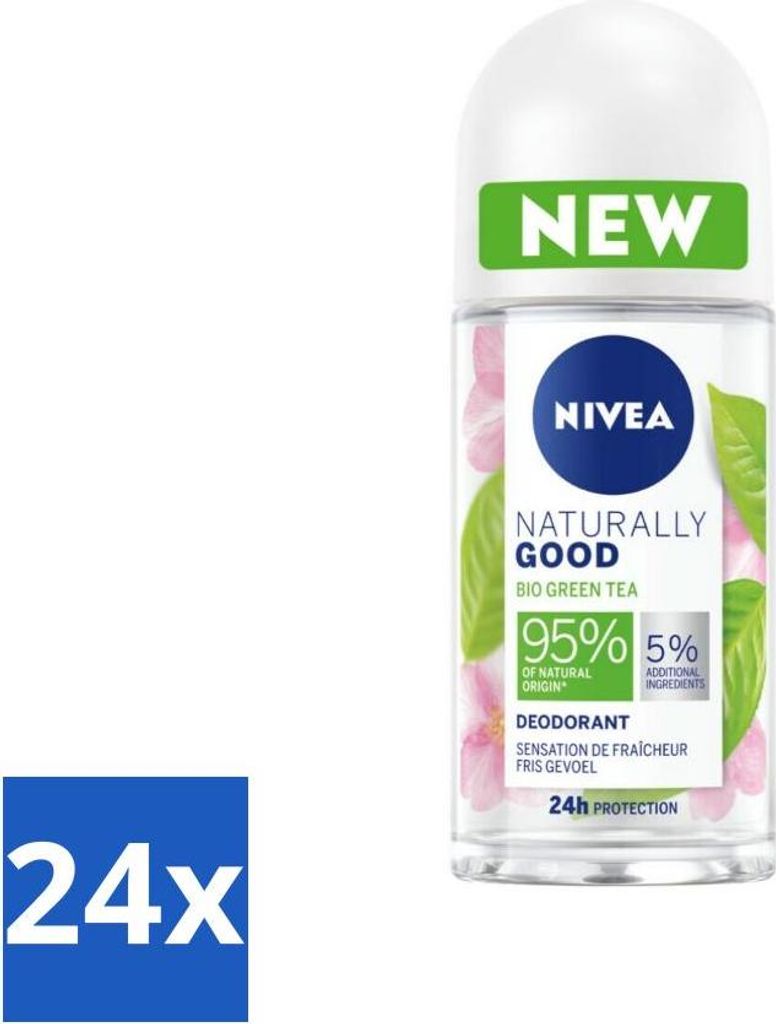 NIVEA - Deoroller - Naturally Good Green Tea - Frisches Gefühl - 24 Stunden Wirkung - 50 ml - Vorteilspack - 24 Stücke