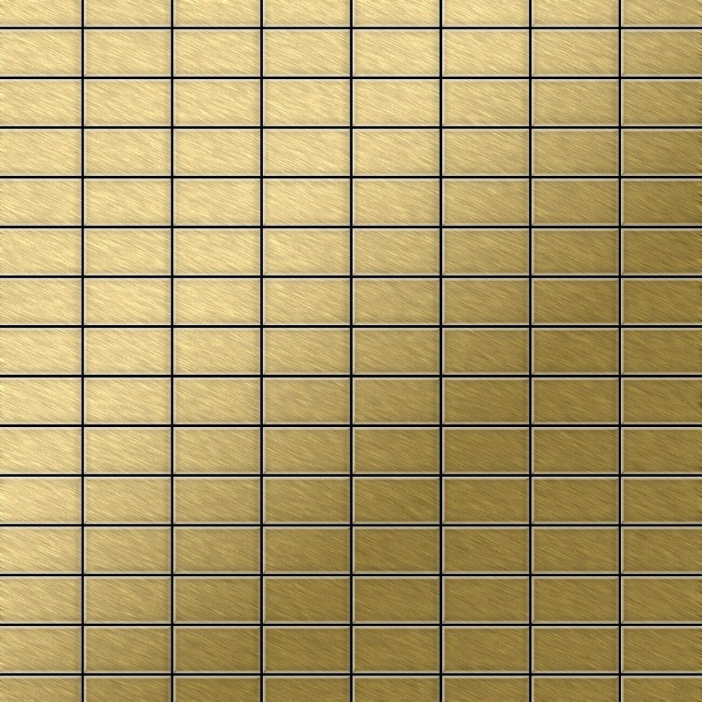 Mosaik Fliese massiv Metall Titan gebürstet gold 1,6mm stark Bauhaus-Ti-GB