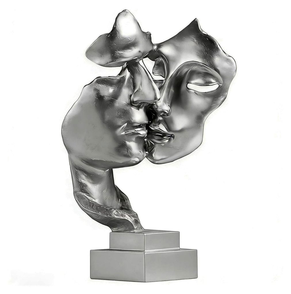Moderne Deko-Skulptur aus Harz für Wohnzimmer und Büro (Silber)