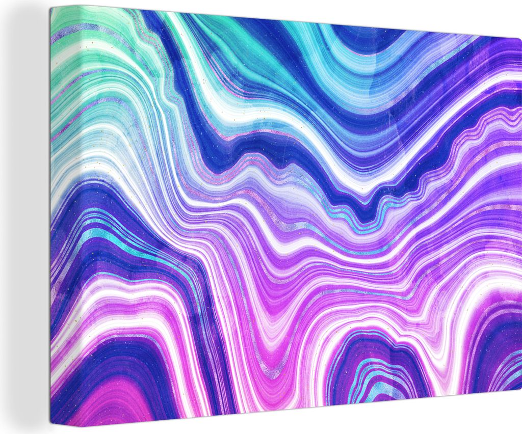 OneMillionCanvasses - Leinwandbilder - 150x100 cm, Neon - Achat - Geode - Edelstein, Wandbilder Kunstdruck Wanddekoration - Foto auf Leinwand - G...